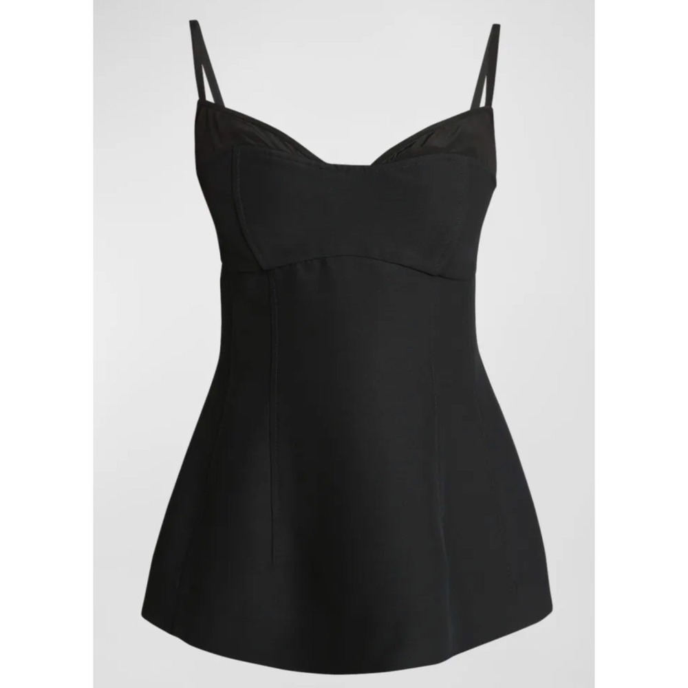 Co NWT $668 Sleeveless Bustier Cut Tank Top In Black Size Small New Silk & Wool